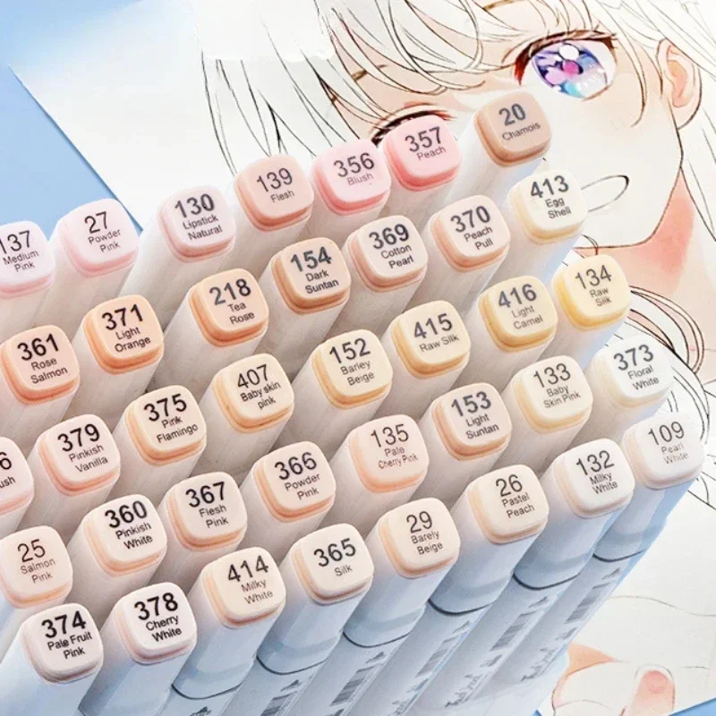 Illustration Marker Set - 6/12/24/30 색상 스킨 톤 듀얼 헤드