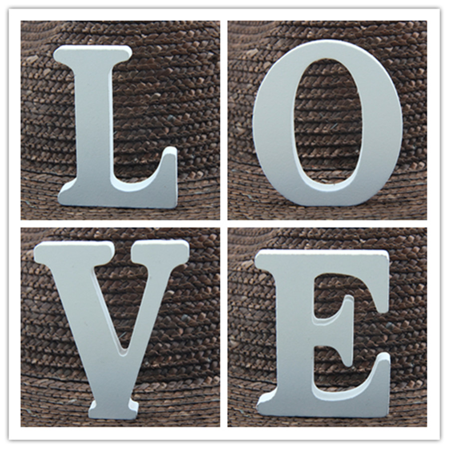 Art Craft Letter A - 8CM 흰색 나무 문자 영어 알파벳