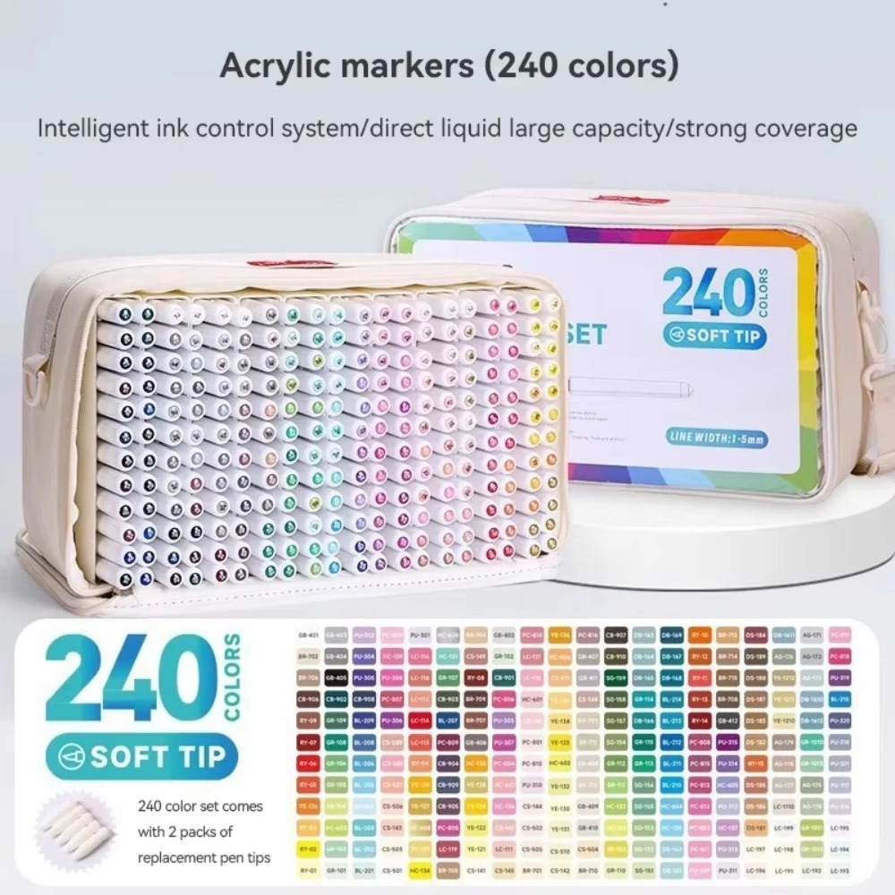 Illustration Marker Set - 랑구오 24-288색 아크릴 마커 펜 세트,