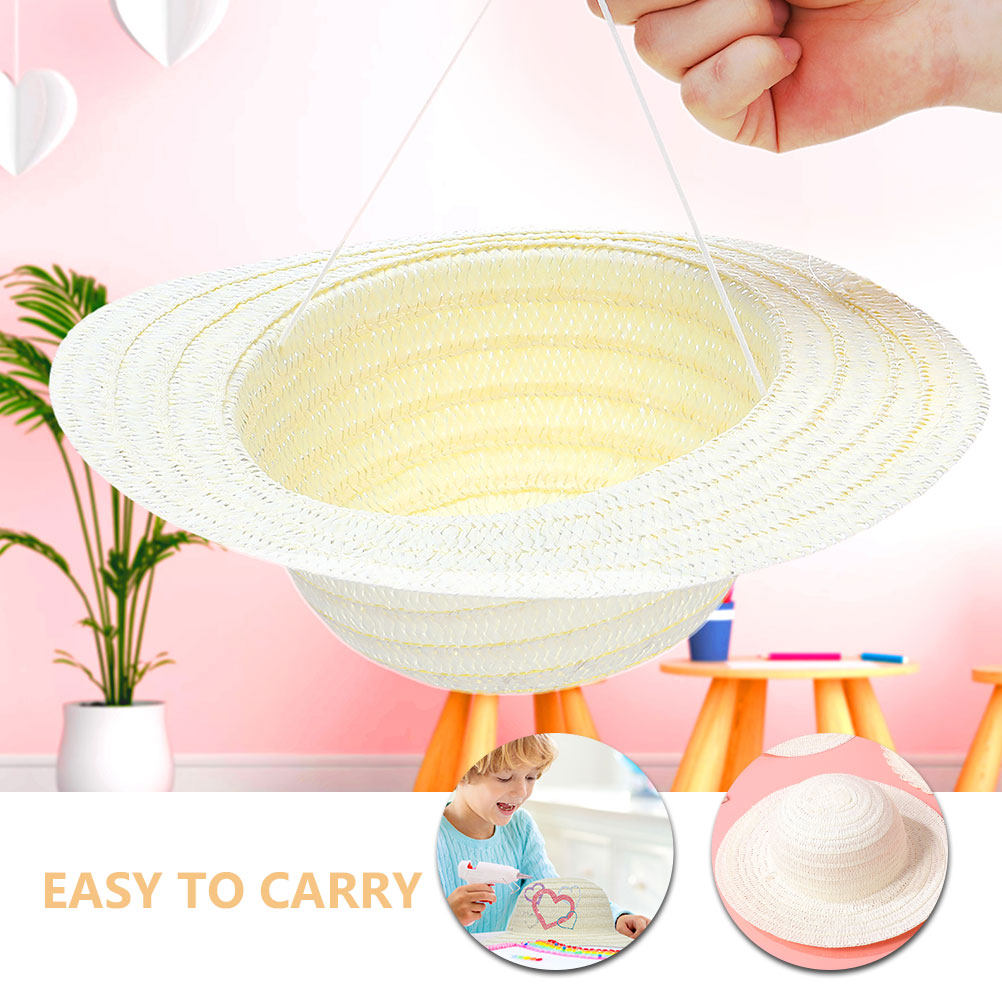 8Pcs DIY 어린이 밀짚 모자 흰색 빈 모자 그림  - Art Craft Hat 리뷰 및 가격