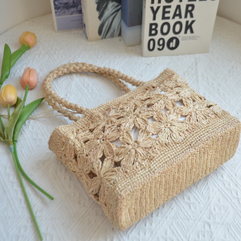 보헤미안 플라워 스트로 백 토트 홀로 플로럴 비치 백  - Art Craft Items 리뷰 및 가격