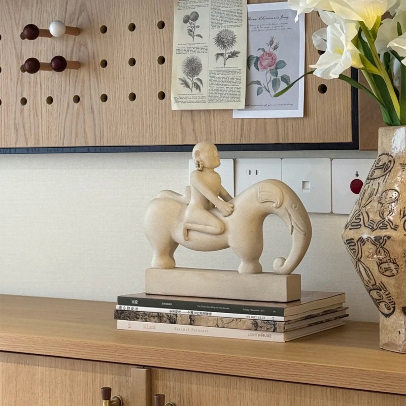 창의적인 추상 캐릭터 코끼리 타는 예술 조각상 와비사비 - Art Craft Elephant 리뷰 및 가격