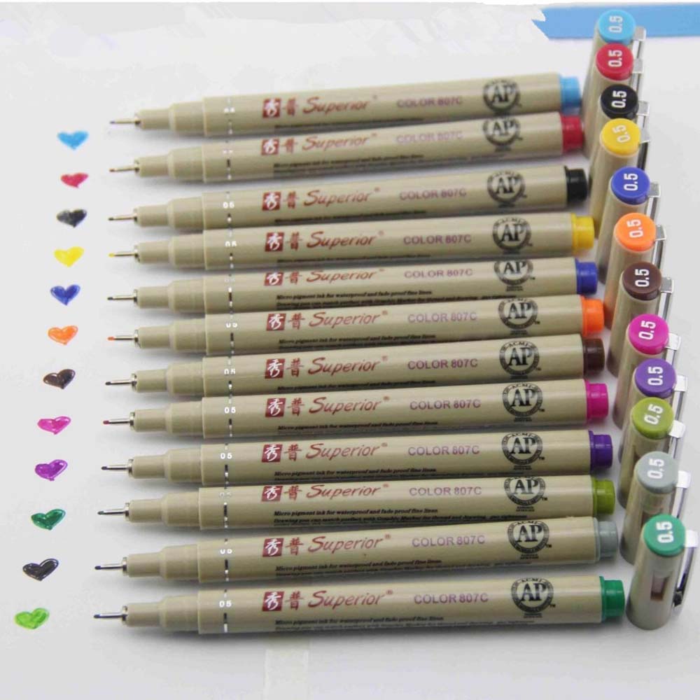 12 가지 색상 다공성 포인트 펜 드로잉 디자인 스케치 - Illustration Marker Set 리뷰 및 가격