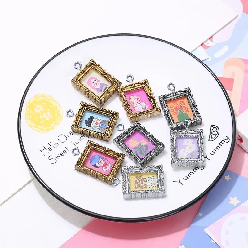10개 플랫백 카보숑 빈티지 레진 사진 프레임 참 펜던 - Art Craft Items 리뷰 및 가격