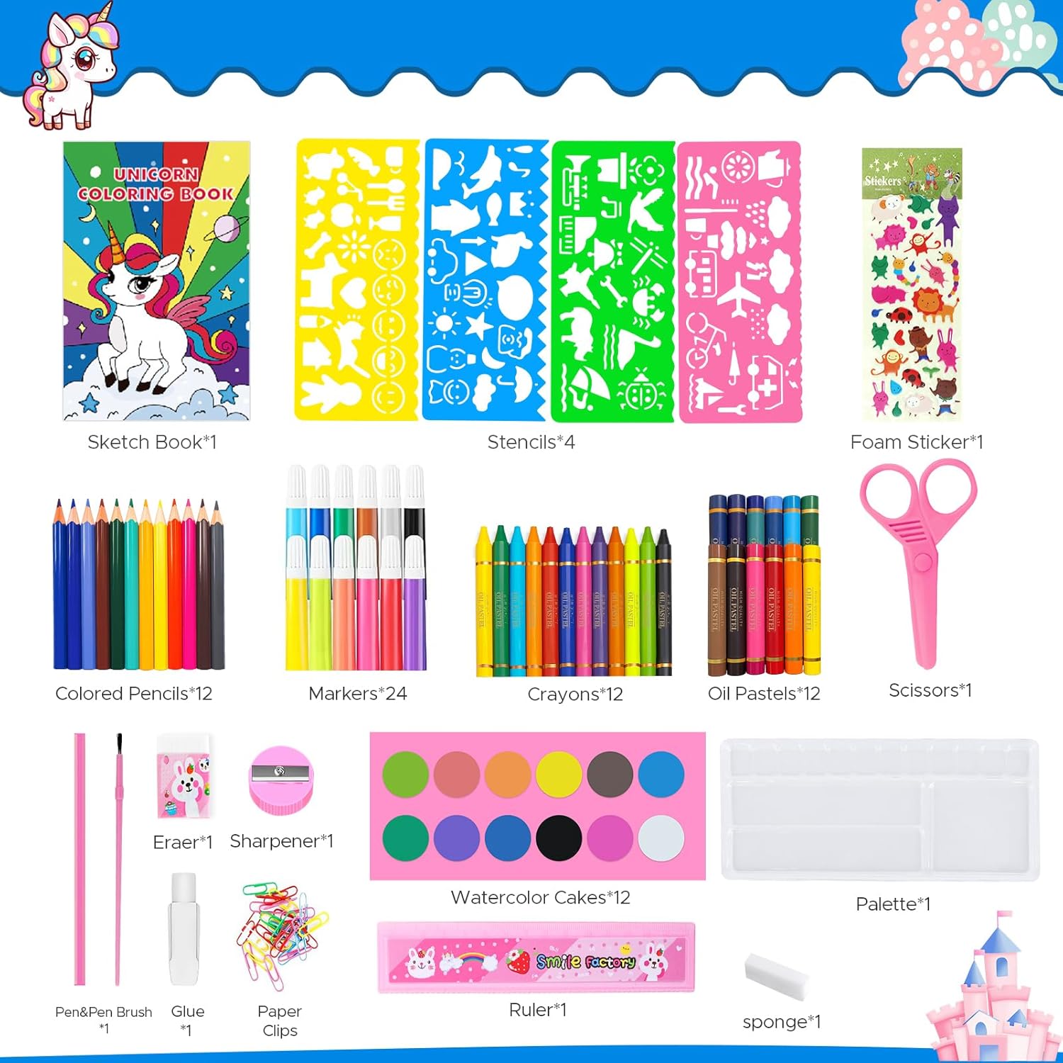 어린이용 색칠책 세트, 크레용, 색연필, 마커, 스케치 - Illustration Marker Set 리뷰 및 가격