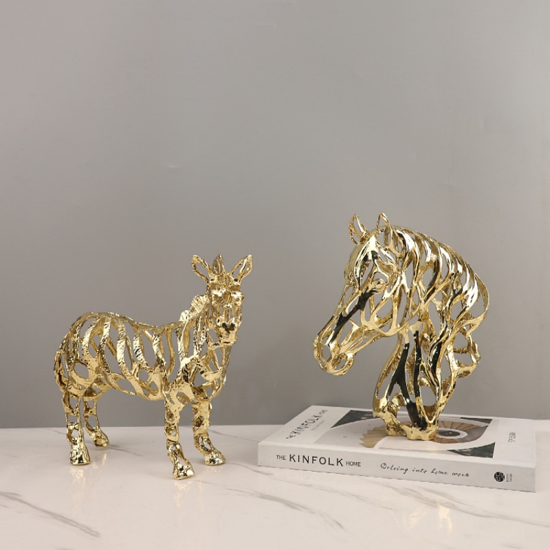 금속 공예 인공 동물 조각 황금색 오픈워크 사자 말 코 - Art Craft Elephant 리뷰 및 가격